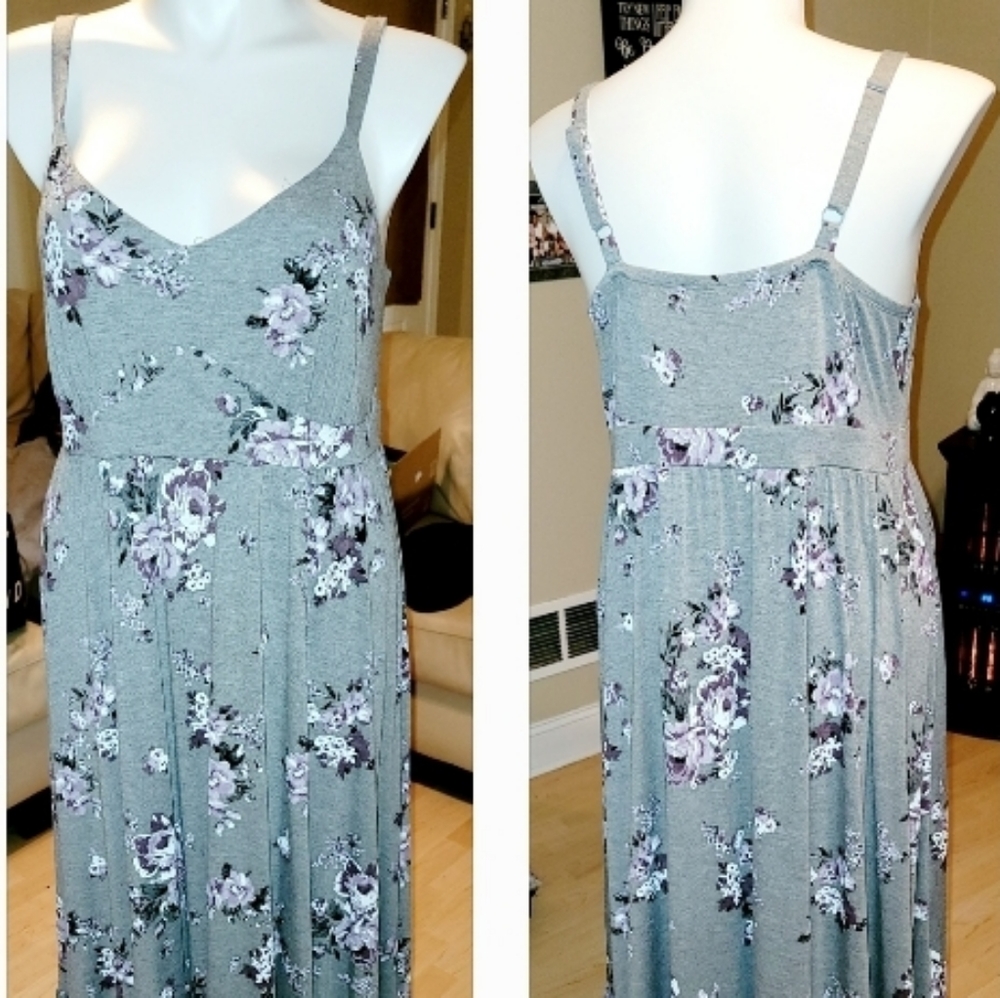 Gray floral maxi dress from Torrid